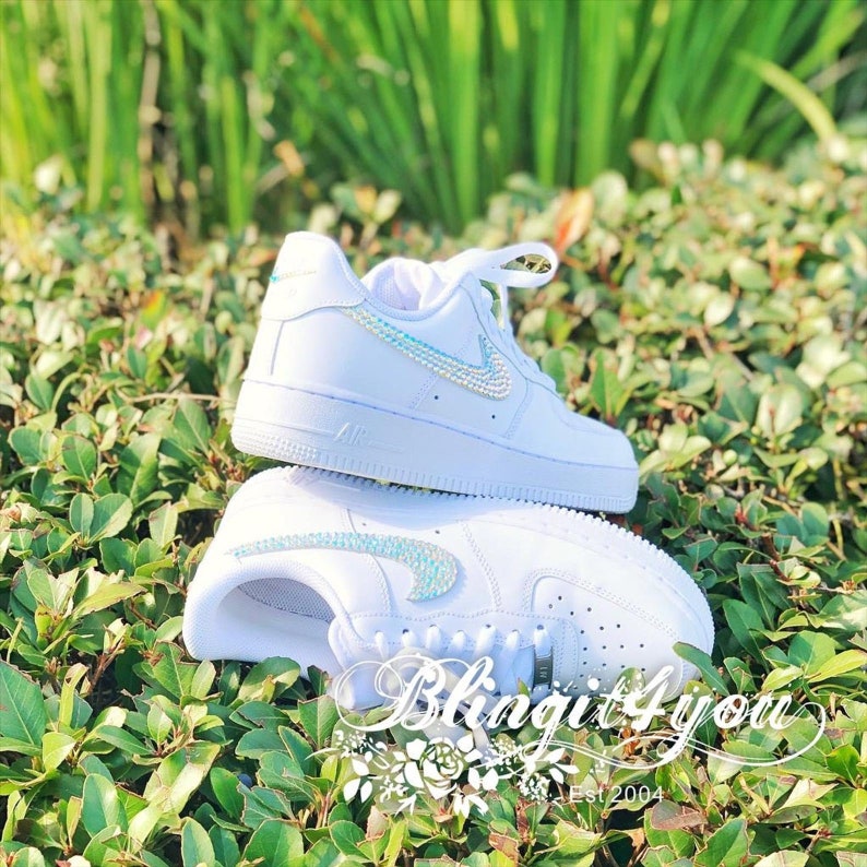 Swarovski Crystal Nike Air Force One Top Bling D Low Max 75% OFF Women#39;s