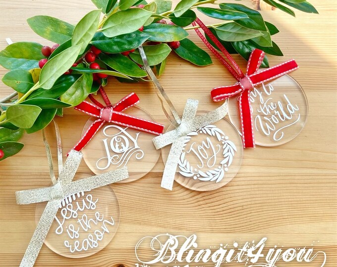 2021 Christmas Decorations - Joy to the World Ornament - Flat Acrylic Christmas Ornament - Jesus is the Reason Decorations - Joy Ornament