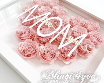 Personalized Mother's day Gift - Paper Flower Mother's Day Gift - I love my mom - Best Mom Gift - Pink Flower Mother's Day