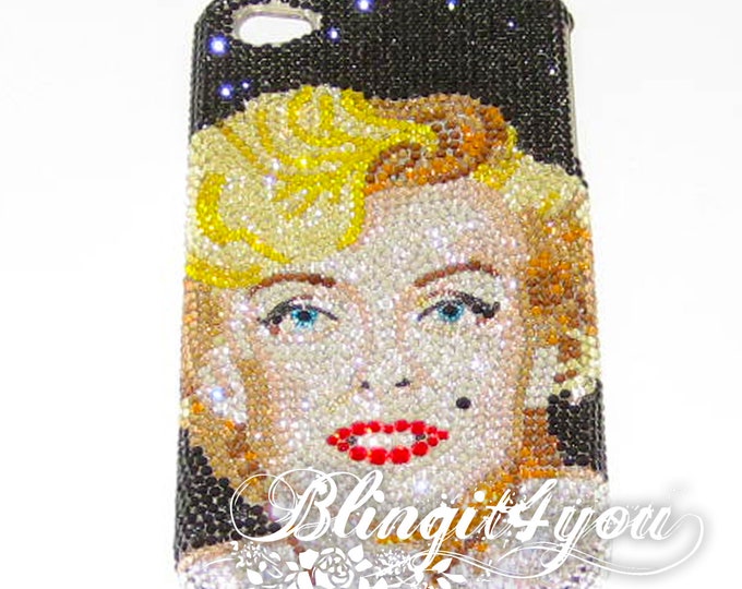 Custom Make Bling Diamond Marilyn Monroe Picture Image Back Case for iPhone XS MAX with SS 5 Tiny 100% Swarovski Crystal Elements Best Gift