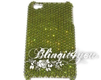 SS16 Luxury Custom make handmade Bling Apple iPhone 8 PLUS Back Case Cover w/ Olive Green Swarovski Elements Crystal Rhinestone Diamond
