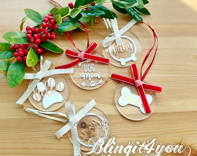 Personalized Dog Christmas Ornament - Dog Mom Ornament - Acrylic Ornament Personalized Gifts - 2021 Ornaments - Christmas Gift for Dog