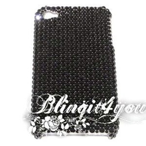 Jet Black Crystal Diamond Rhinestone BLING Back Case