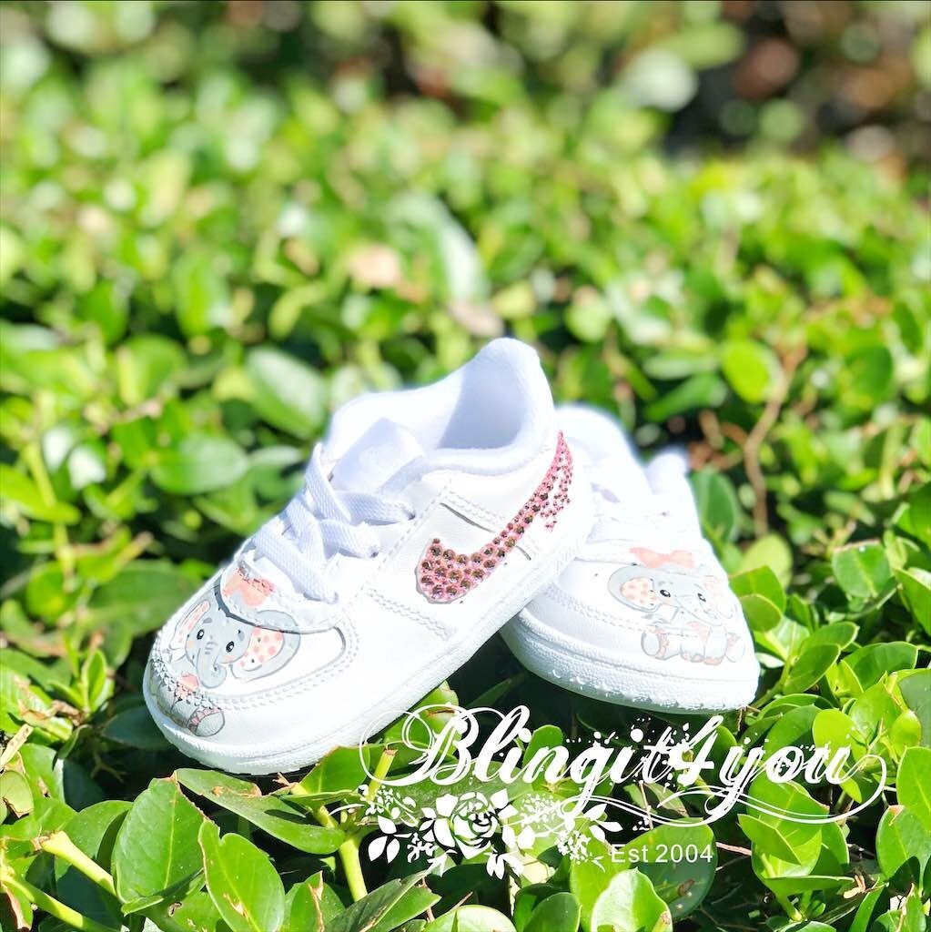 Hand Paint on Baby Nike AF1 CUSTOM Infant/Toddler Swarovski Crystal  Rhinestone on Nike Air Force 1 Personalize Kid Nike shoes, Birthday Gift