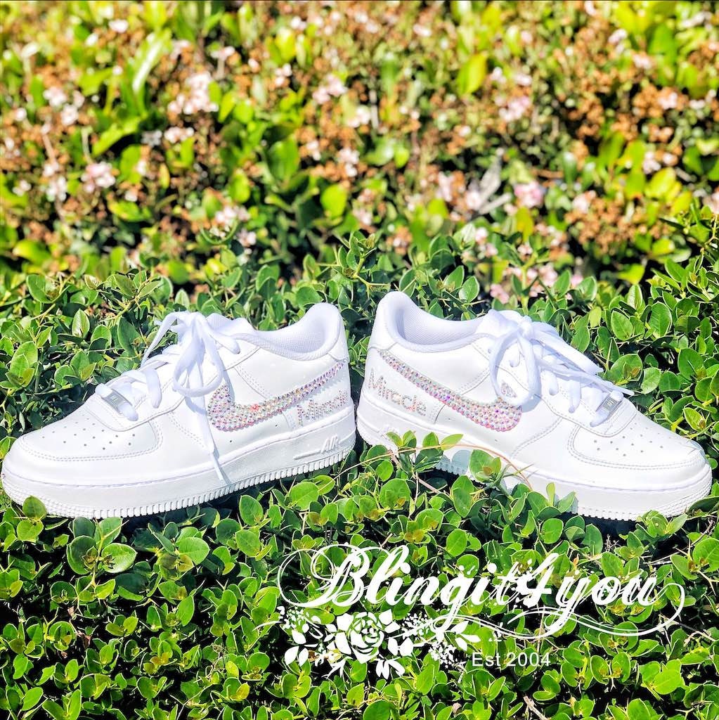 Bling DRIP Air Force 1 women shoes Swarovski Crystal Nike AF1 Custom make  Nike shoes Bling wedding dancing shoes Gift Idea for Her