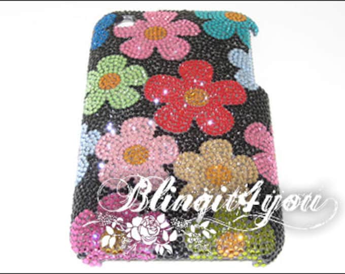 Custom Make Bling Diamond Multi Color Flower Back Case for iPhone 10 X XS Handmade with SS 5 Tiny 100% Swarovski Crystal Elements