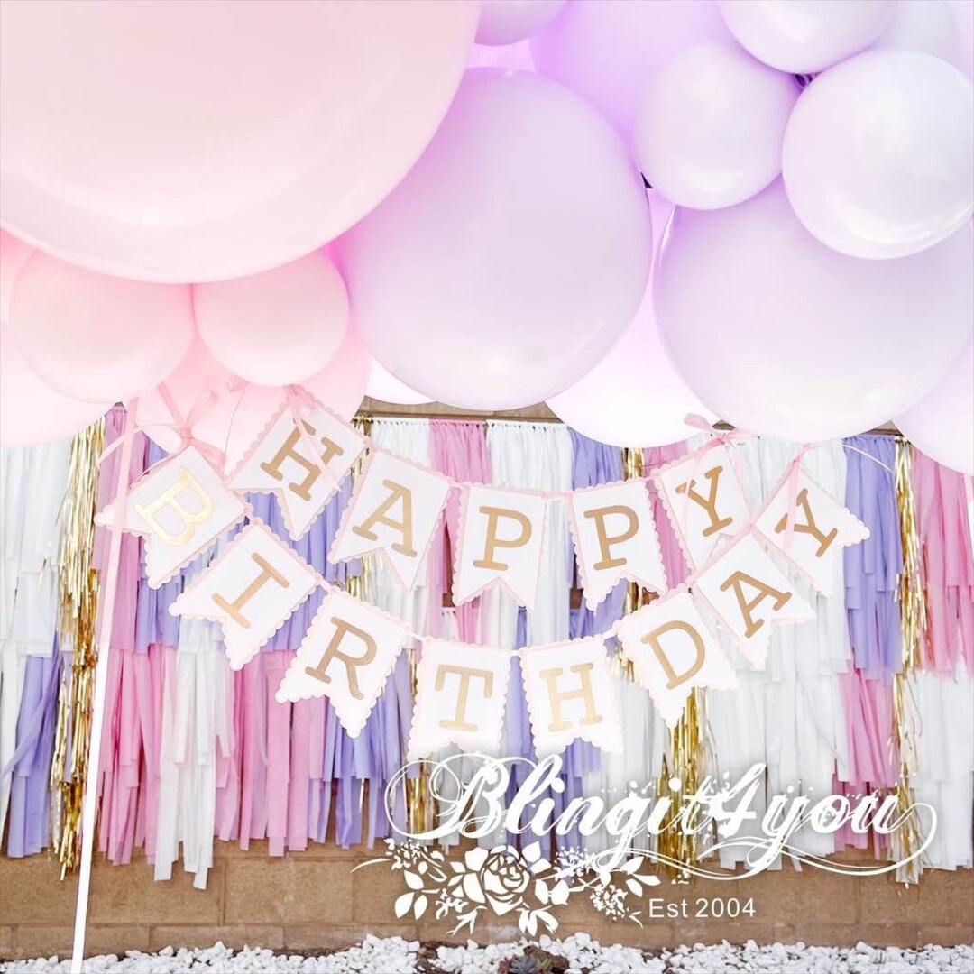 IMISI 73rd Birthday Decorations for Girls, Pink Gold Polyester Happy Birthday Banner & Backdrop