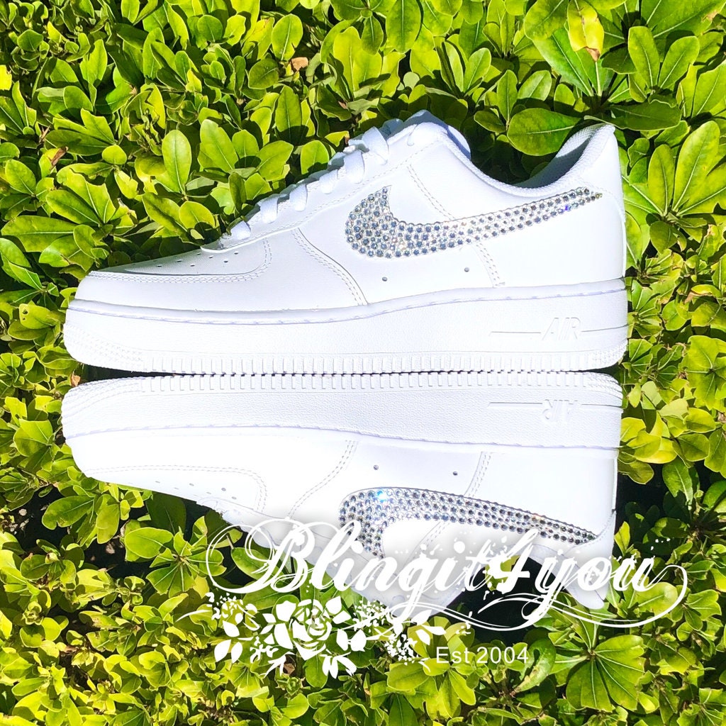 Nike Air Force 1 Custom Bling Emerald Green Swoosh