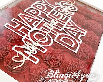 Mother's Day Flower, Personalized Paper Flower Shadow Box for Mom, Mothers Day Gift from daughter, Mothers Day Gift from Son