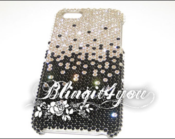 Ombre Rhinestone Custom Make Bling Black White Back Case for Apple iPhone 5 6S 7 8 X 10 Plus Handmade SS 12 100% Swarovski Crystal Elements