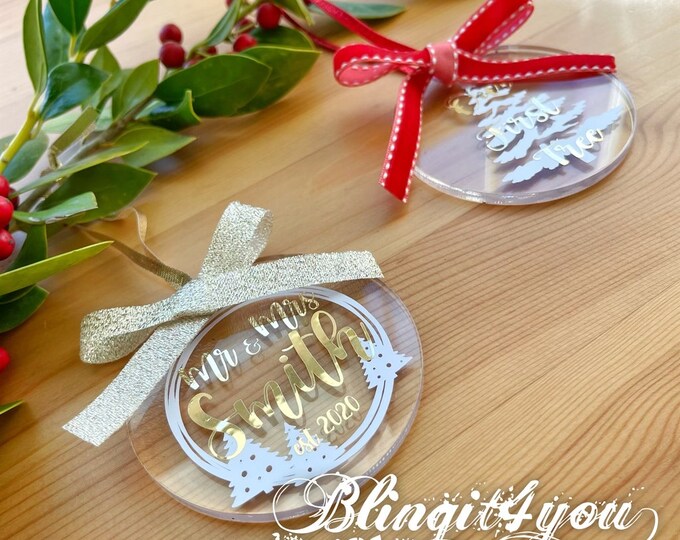Personalized Our First Christmas Ornament - Mr and Mrs Ornament - Acrylic Ornament Personalized Gifts - 2021 Ornaments - Christmas Ornament