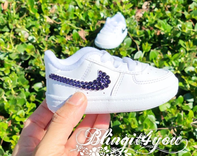 CUSTOM Infant/Toddler Swarovski Crystal Rhinestone Nike Air Force 1 Low/Mid