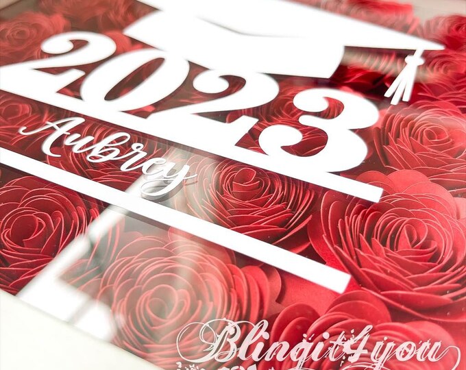 Graduation Gift Box / Flower Shadow Box for Girls College, High School, Senior Graduation Gift, Custom Make Graduation Gift for Her