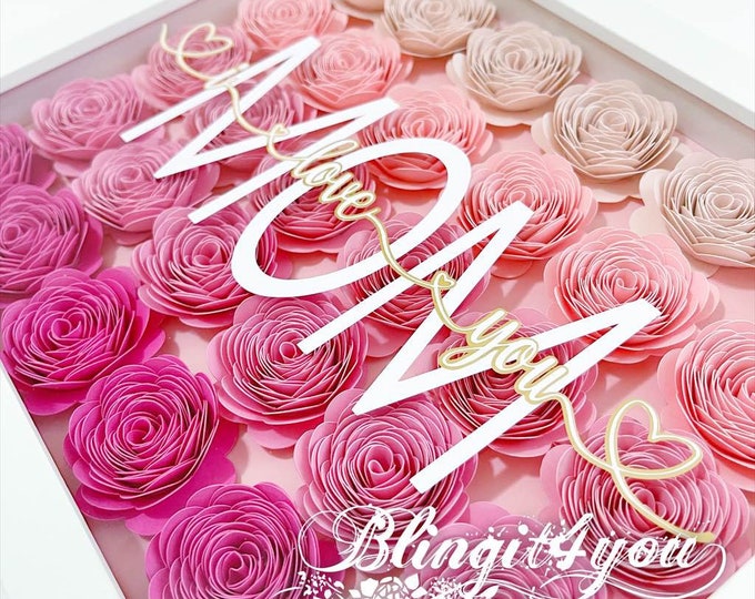 Personalized Mother's day Gift - Paper Flower Mother's Day Gift - I love my mom - Best Mom Gift - Pink Flower Mother's Day