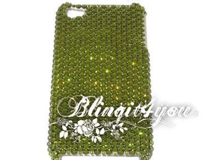 Handmade for iPhone 10 X XS ss16 Swarovski Crystal Olive Green Rhinestone Phone case Custom make Bling iPhone Case Luxury Gift idea for her
