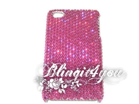 SS16 Luxury iPhone PLUS Back Case Cover Custom make handmade Bling  Crystal Rhinestone Diamond w/ Fuchsia Hot Pink Swarovski Elements