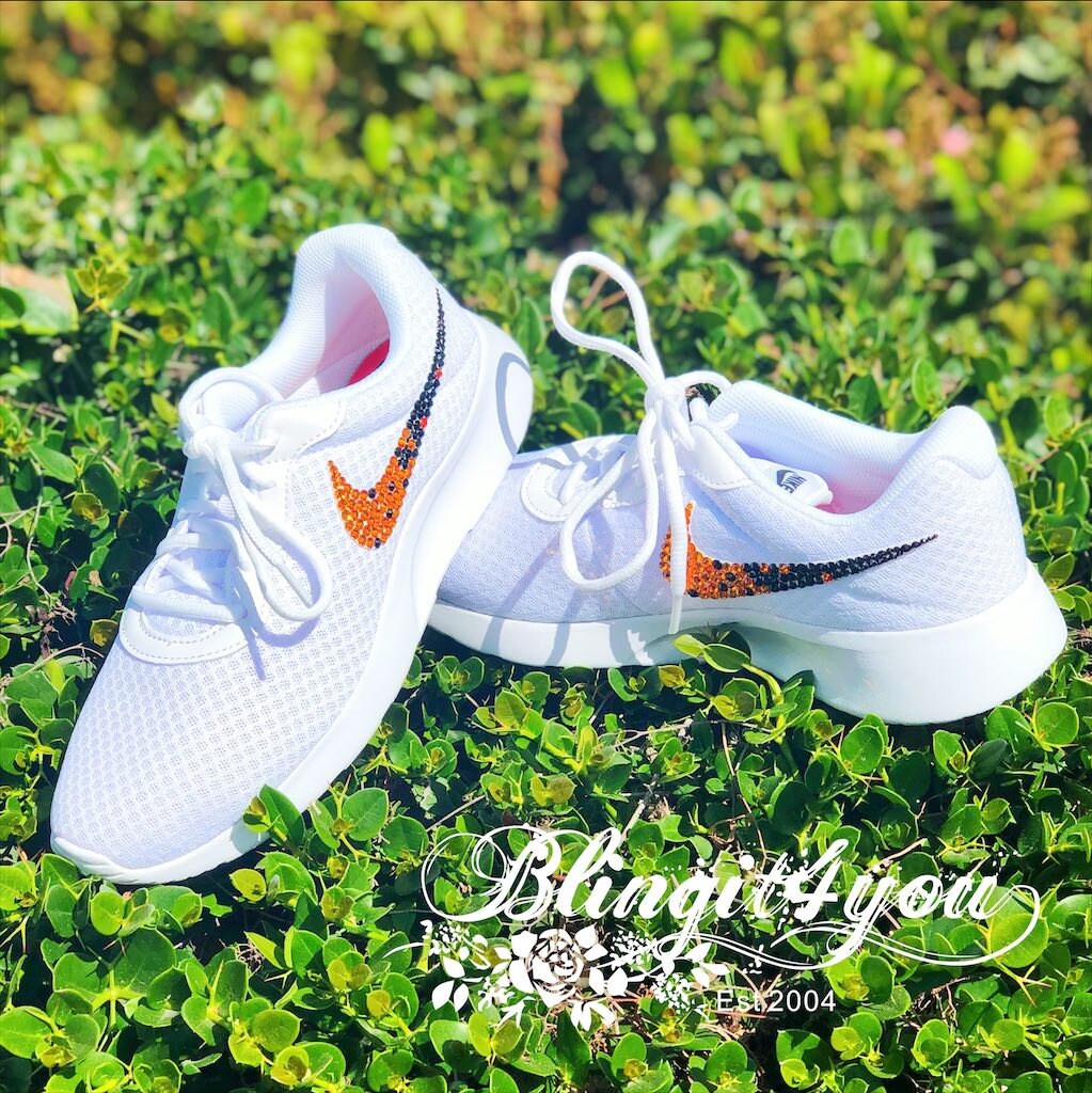Bling White Nike Tanjun Shoes Swarovski Crystals Nike RN