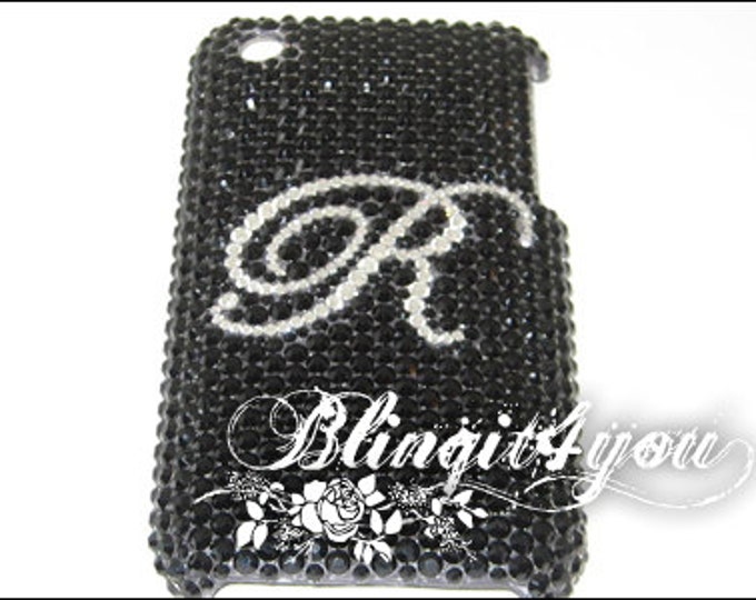 Apple iPhone XS MAX Case Cover with SS 16 Swarovski Elements Crystal Bling w/ letter initial letter iPhone Case Gift for her for mom wife