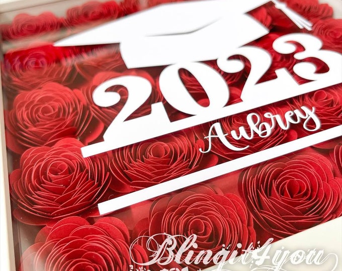 Class 2023 Graduation Gift Flower Shadow Box, Graduation Flower,High School Graduation Gift, College gradution Gift, Custom graduation Gift