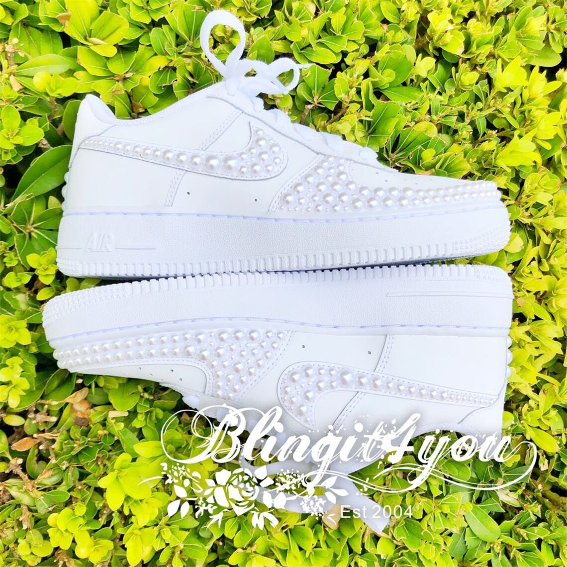 Pearl Women Nike Air Force 1 Low Shoes Bedazzled Nike Bling | Etsy
