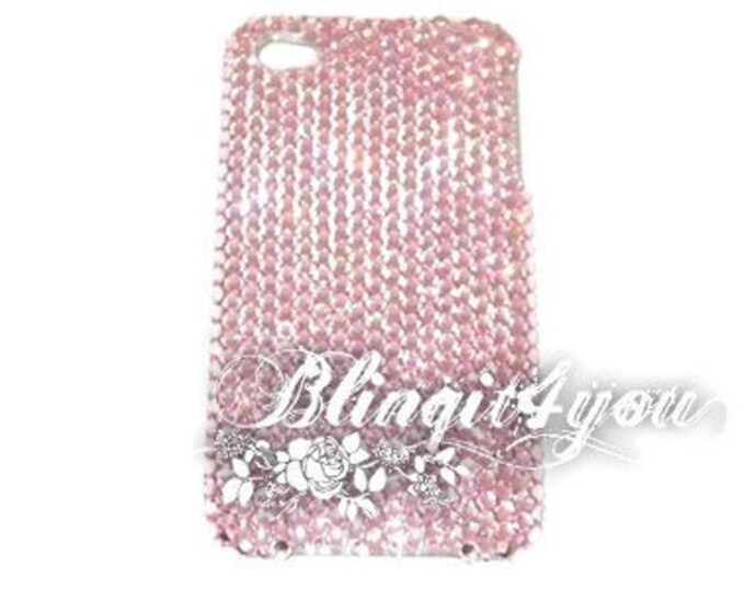 SS16 Luxury Bling Crystal Rhinestone Diamond Apple iPhone 8 Plus Back Case Cover Custom make handmade w/ Light Rose Pink Swarovski Elements
