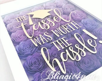 The Tassel was worth the Hassle Class 2020 Graduation Gift Flower Shadow Box Quarantine Grad Gifts Graduate High School Graduate College