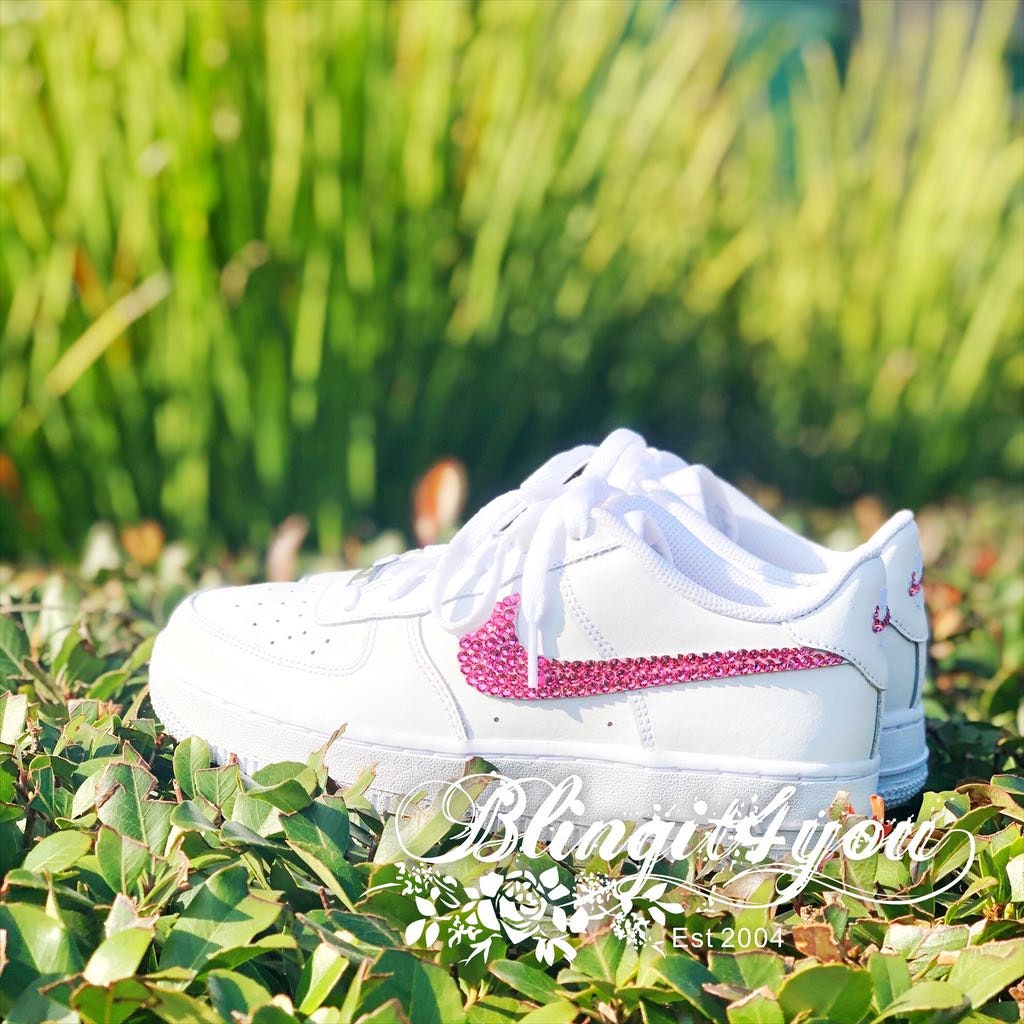 Swarovski Girls Nike Revolution 6 Pink Sneakers Customized 