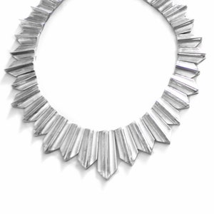 Antonio Pineda Zig Zag Necklace, Mid Century 970 Mexican Silver Taxco Mexico 163 Gram Silver Chevron Links Necklace, Jewelry Gift for Her