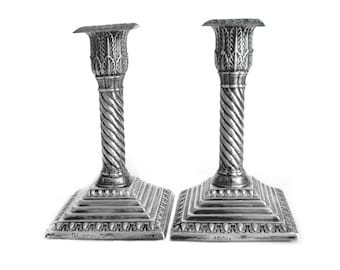 John Brashier Sterling Candlesticks~Pair 1883 Wilkinson Victorian British Solid Silver Corinthian Column Candleholders Candle Holders Decor