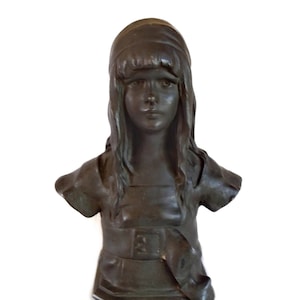 French Bronze Girl Sculpture  Henry Alphonse Nelson Art Nouveau Bronze Statue   Rare Antique Home Decor Parisian Listed Artist