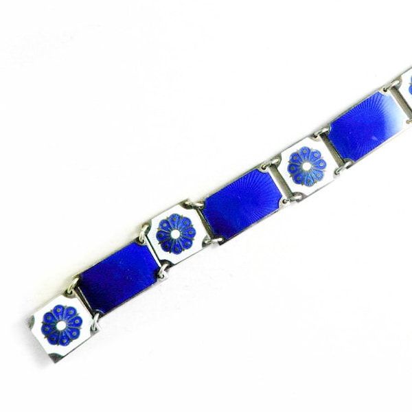 Vintage David Andersen Enamel Bracelet/Blue Guilloche Enamel Scandinavian Norway Andersen Sterling Silver Bangle Bracelet Gift for Her Wife