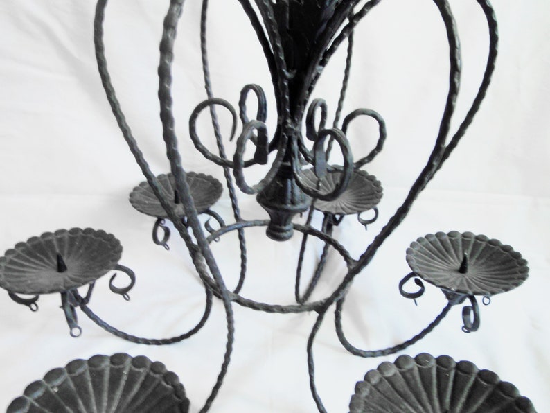 Vintage Iron Candle Chandelier With Roses 6 Candle Holder Etsy