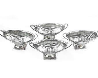 4 Sterling Salt Bowls and Original Spoons~1896 Victorian Antique Sheffield Silver Atkin Bros Georgian Open Salt Cellar Shower Wedding Gift