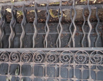 2 Art Nouveau Iron Gates 1800s Antique Decorative Architectural Salvage Wrought Iron Panels, Ornate Garden Patio Decor, Home Restoration