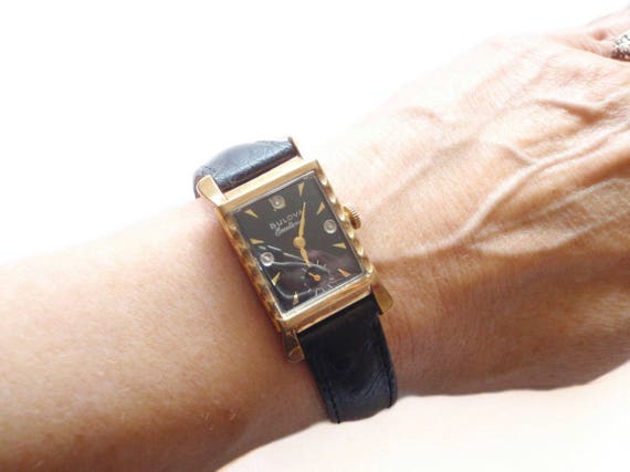 1950s Bulova Diamond Watch 3 Diamonds Hour Marker… - image 5
