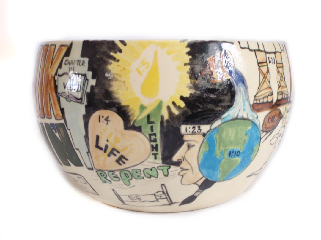 Native American Pottery Biblical Verse Navajo Ceramic Bowl With