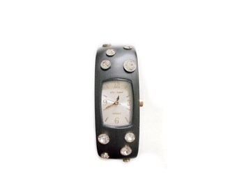 Vtg Betsy Johnson Swarvoski Watch Hinged Cuff Bracelet Vtg Betsy Johnson Swarvoski Watch Hinged Cuff Bracelet for  main image 3