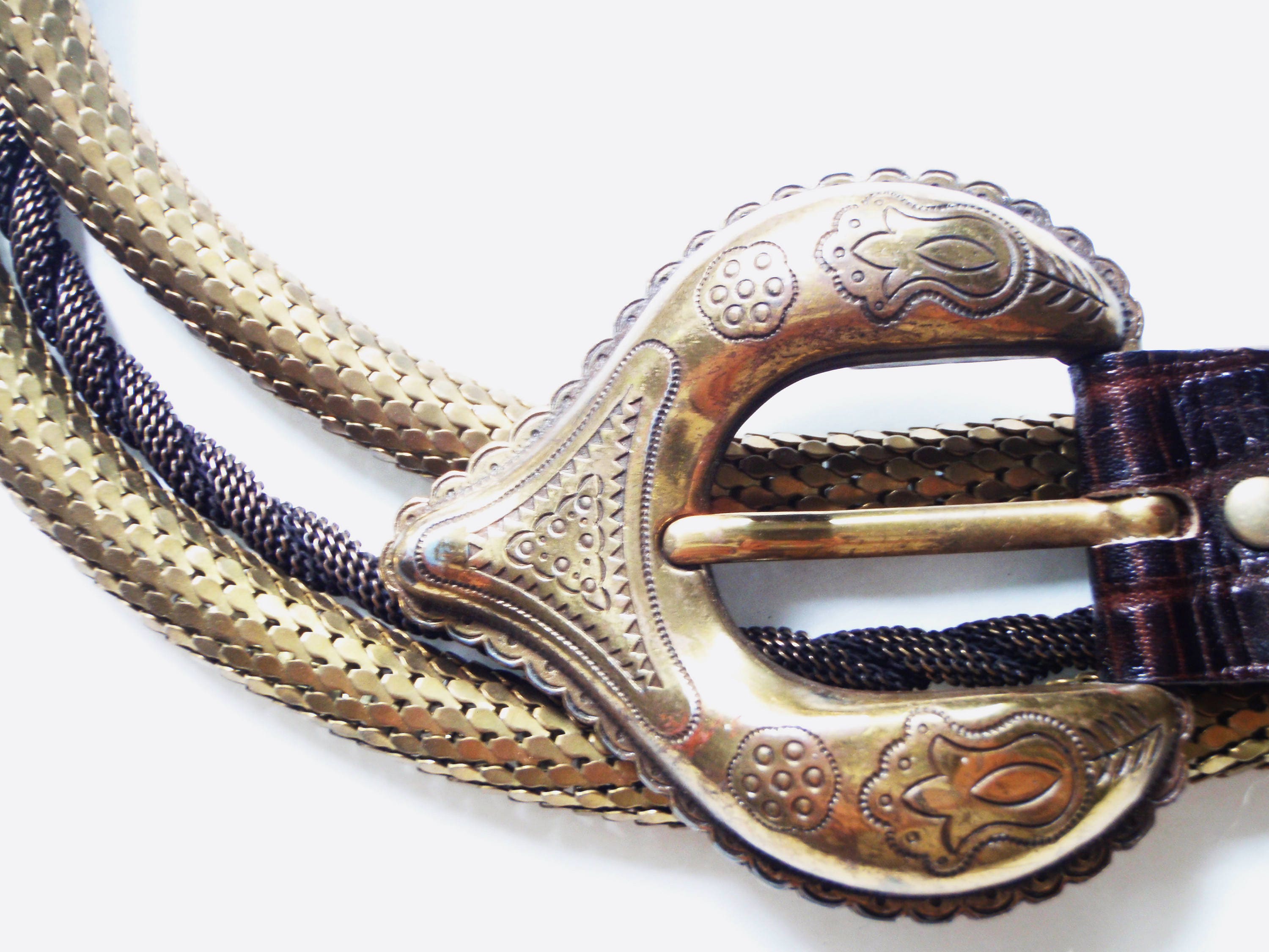 Vintage Spanish Belt Southwestern Brass Medallion Belt Etsy