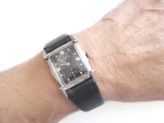 1950s Bulova Diamond Watch 3 Diamonds Hour Marker… - image 1