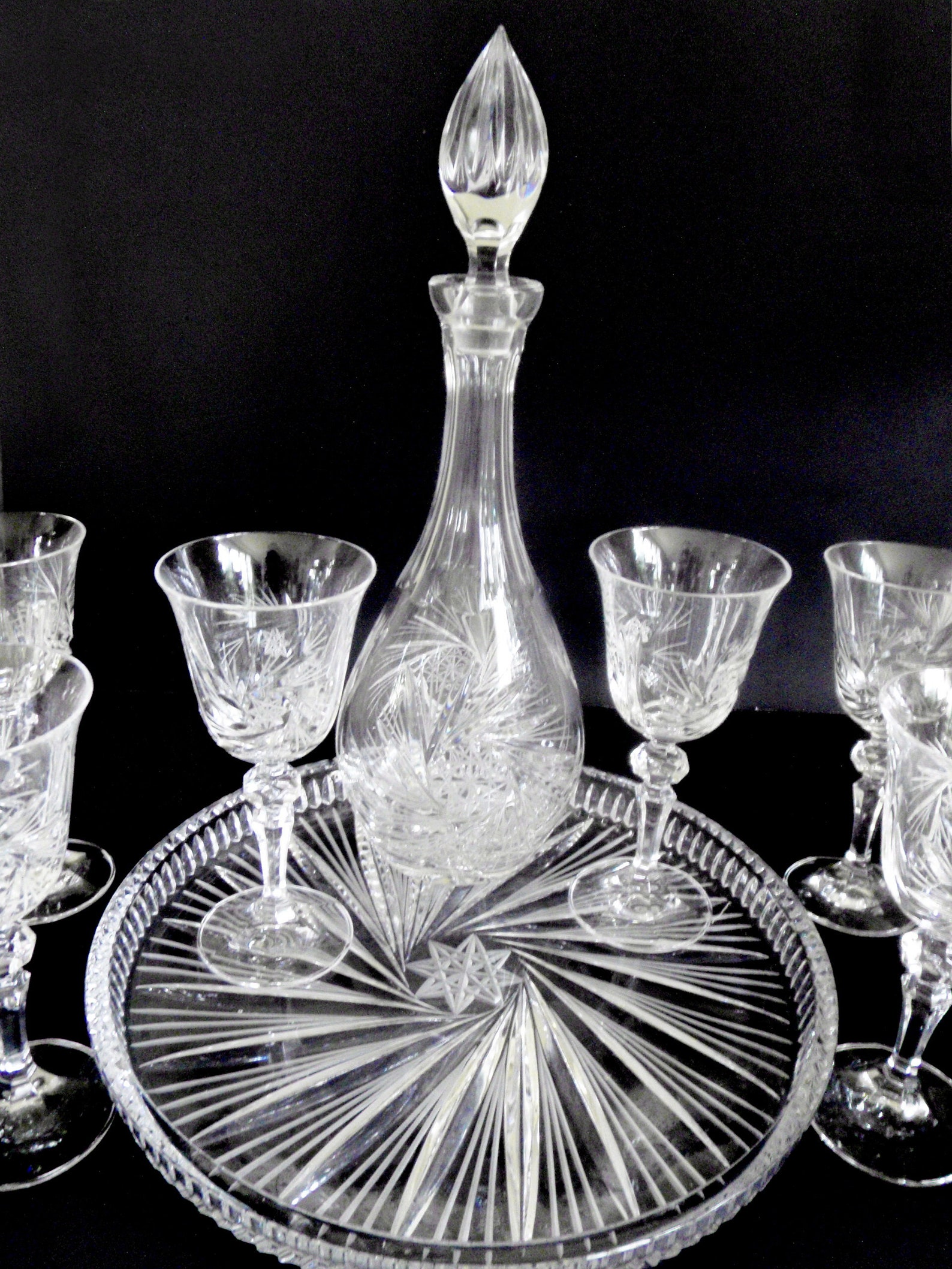 Crystal 12 pc Pinwheel Barware 6 Wine Glasses Decanter 4 Etsy