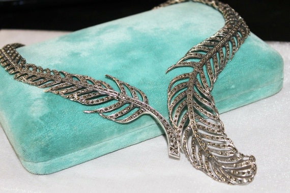 Sterling Hinged Feather Necklace~Red Carpet Silve… - image 7