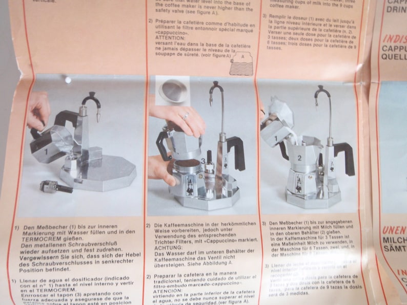 Cappuccino Latte Coffee Maker Stove Top Bialetti Termocrem Vintage Retro Kitchen Milk Steamer Boxed Italian Espresso Maker