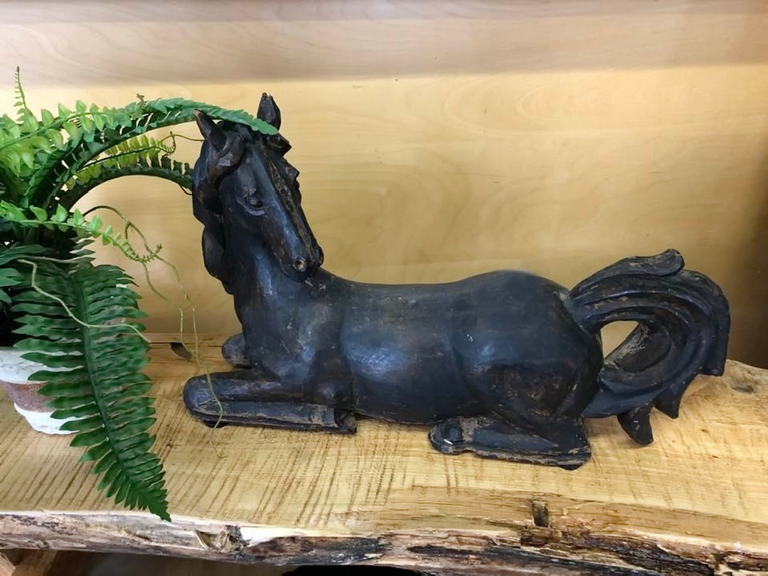 Antique Folk Art Wood Horse Statue/large Primitive 21 Inch Etsy