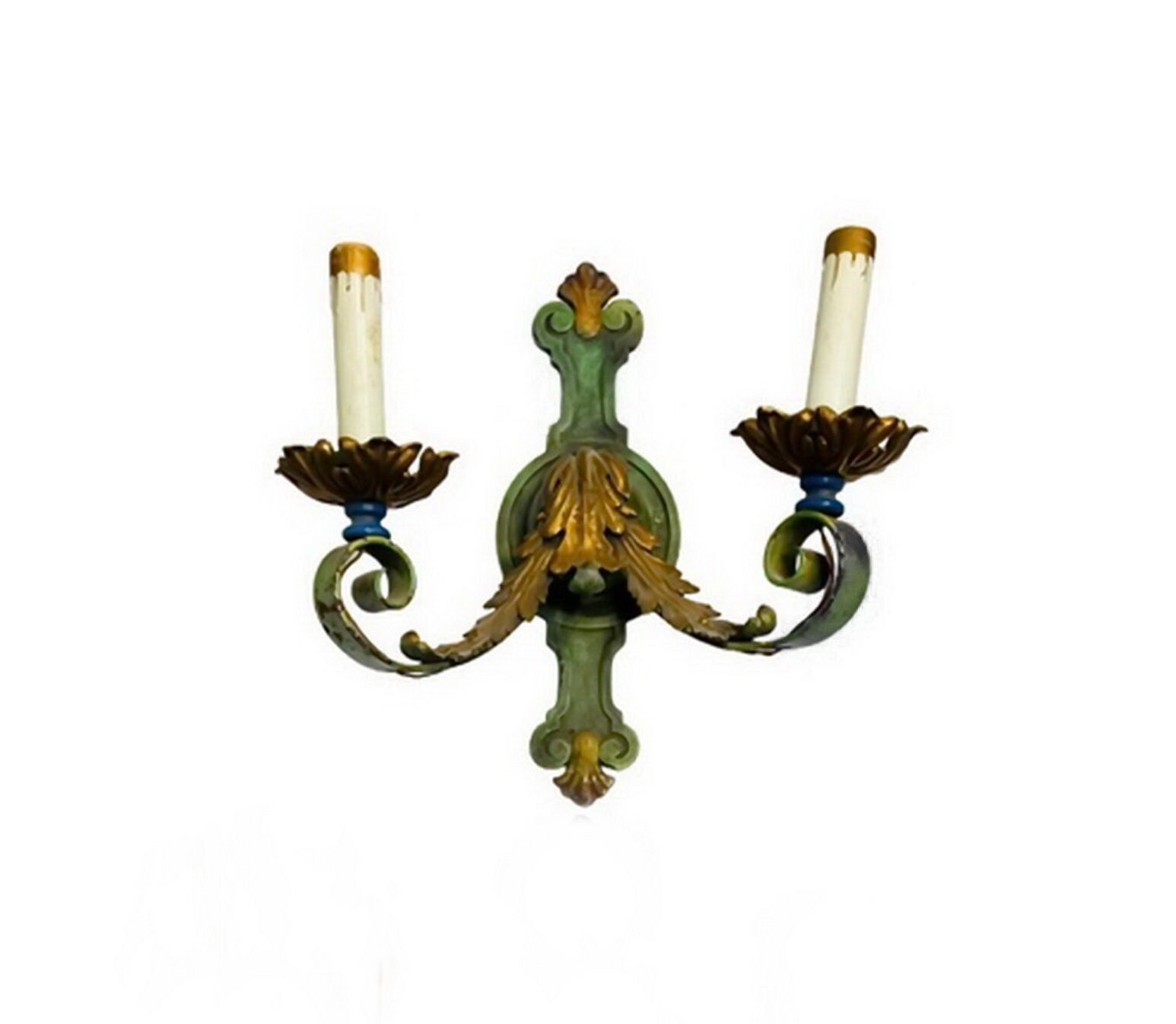 2 Antique French Wall Sconces, Pair Art Nouveau French Electric Cast