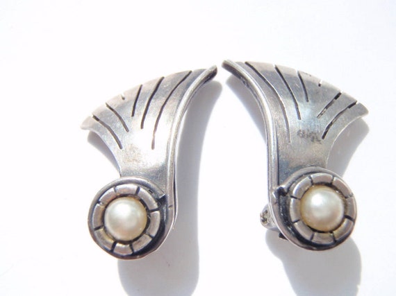 William Spratling Clip Earrings  Vintage Taxco Me… - image 1