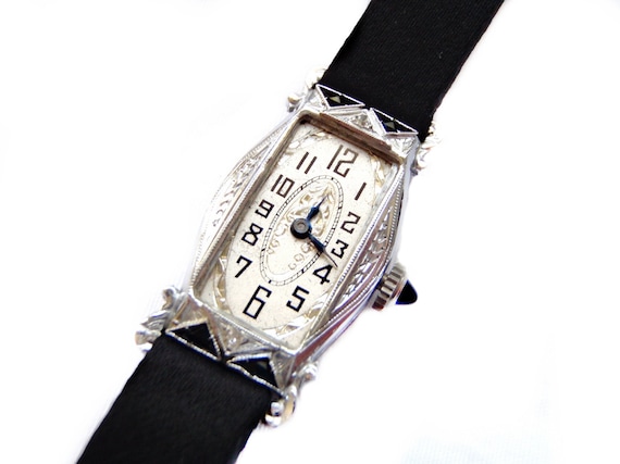 Art Deco 14k Diamond Sapphire Ladies Watch~1920s … - image 1