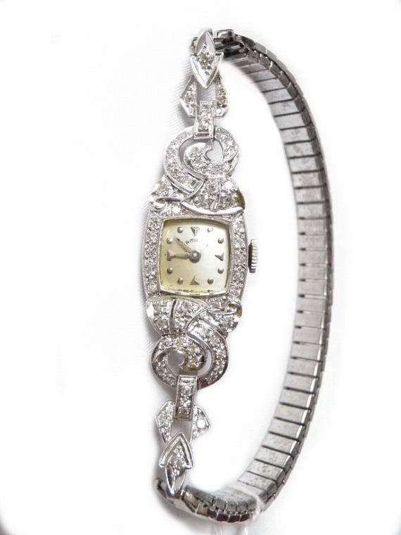 Art Deco 14k Diamond Sapphire Ladies Watch~1920s … - image 7