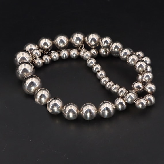 Taxco Silver Bench Bead Necklace  Taxco Mexico St… - image 3