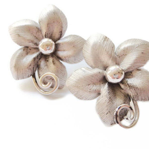 Bond Boyd Sterling Earrings - 1950s Boyd Silver Flower Earrings - Great Vintage Jewelry Gift Idea for Her