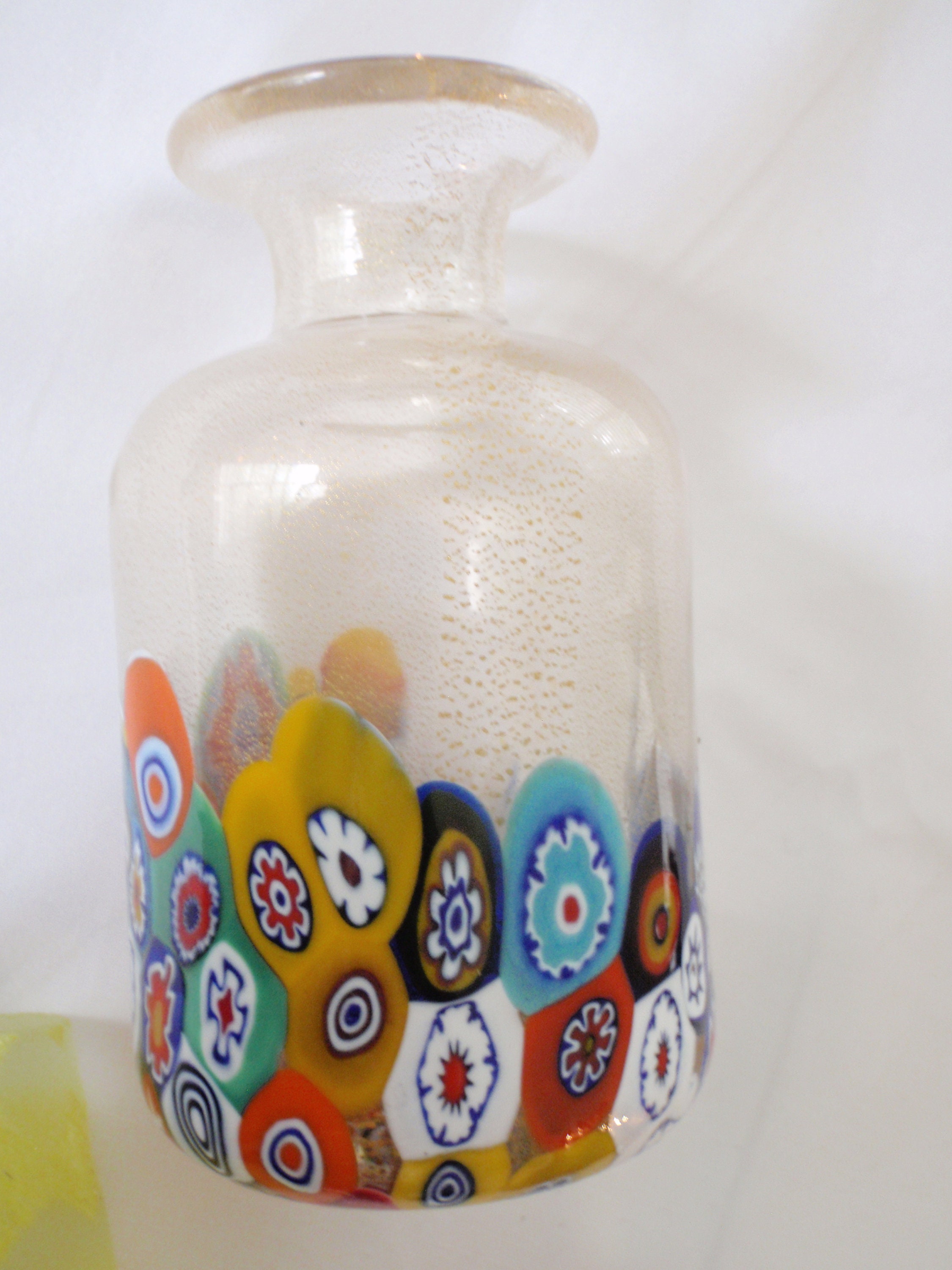 Vintage Murano Millefiori and Gold Dust Perfume Bottle Italian Hand Blown Art Glass